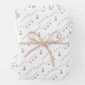 Personalisierte Braut, Groom Silver Hearts Couple Geschenkpapier Set (Beispiel)