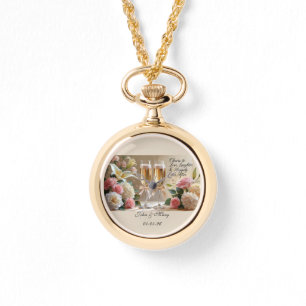 Personalisierte Braut-Halskette-Uhr-Happily Ever A Armbanduhr