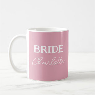 Personalisierte Braut Rosa Und Weißer Name Kaffeetasse