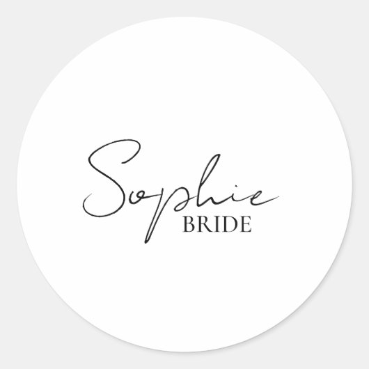 Personalisierte Braut Runder Aufkleber (Vorderseite)