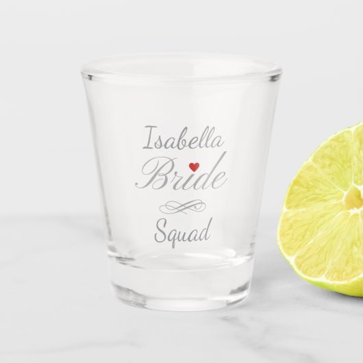 Personalisierte Braut-Squad, benutzerdefinierter J Schnapsglas (Vorderseite)