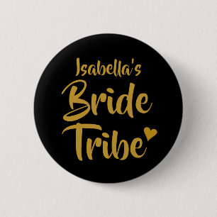 Personalisierte Braut Tribe Gold Herz Button