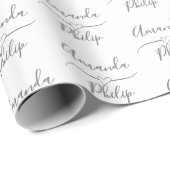 Personalisierte Braut und Groom-Weiße Hochzeit Geschenkpapier (Rolleneckpunkt)