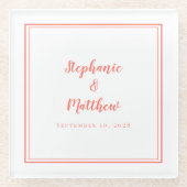 Personalisierte Braut und Korallenwein Glasuntersetzer (Vorderseite)