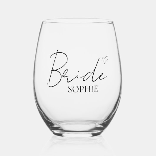 Personalisierte Braut Weinglas Ohne Stiel (Vorderseite)