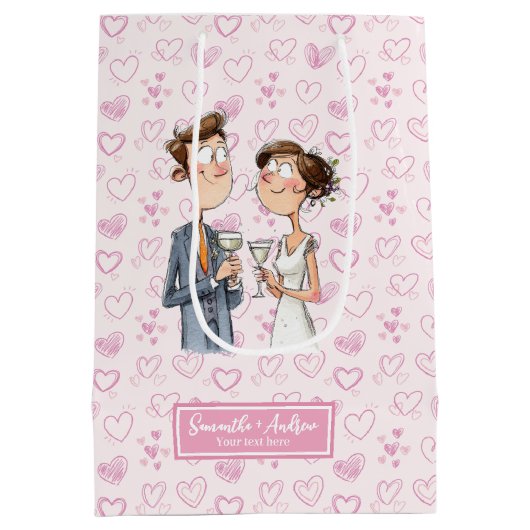 Personalisierte Brautgroom-Geschenktasche Sonniger Mittlere Geschenktüte (Rückseite)