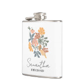 Personalisierte Brautjungfer-Blumen-Boho-Hochzeit Flachmann (Links)