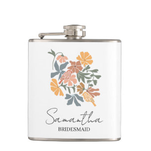 Personalisierte Brautjungfer-Blumen-Boho-Hochzeit Flachmann