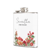 Personalisierte Brautjungfer Rote Florale Hochzeit Flachmann (Links)