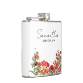 Personalisierte Brautjungfer Rote Florale Hochzeit Flachmann (Rechts)