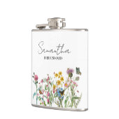 Personalisierte Brautjungfer-Wildblumen-Hochzeit Flachmann (Links)