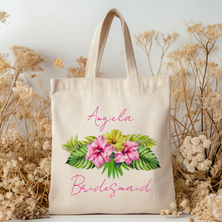 Personalisierte Brautjungfern-Hibiskus-Blumen-Tasc Tragetasche