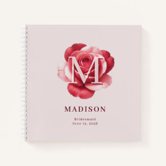 Personalisierte Brautrose mit Namen und Hochzeitsd Notizblock