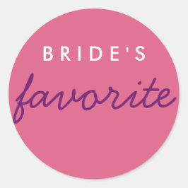 Personalisierte Braut's Lieblings-Rosa Lila Runder Aufkleber