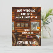 PERSONALISIERTE BREITERSUCHE LOG CABIN LODGE EINLADUNG (Stehend Vorderseite)