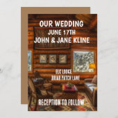 PERSONALISIERTE BREITERSUCHE LOG CABIN LODGE EINLADUNG (Vorne/Hinten)