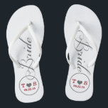 Personalisierte Bridal (grau/rot) Badesandalen<br><div class="desc">Spaß,  maßgeschneiderte graue,  weiße und rote Braut Hochzeitsflip Flops.</div>