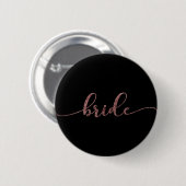 Personalisierte "Bride"-Rose Gold Glitzer 2 Button (Vorne & Hinten)