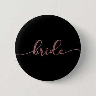 Personalisierte "Bride"-Rose Gold Glitzer 2 Button