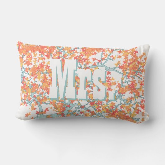 Personalisierte Brides Coral und Aqua Romantischer Lendenkissen (Rückseite)