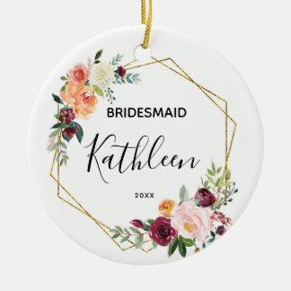 Personalisierte Bridesmaid Blumengeschenk Keramik Ornament