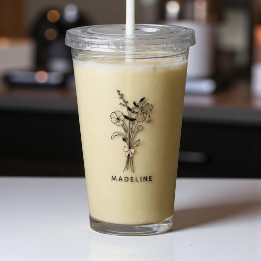 Personalisierte Bridesmaid-Blüte mit rosa Bogen Acryltrinkbecher