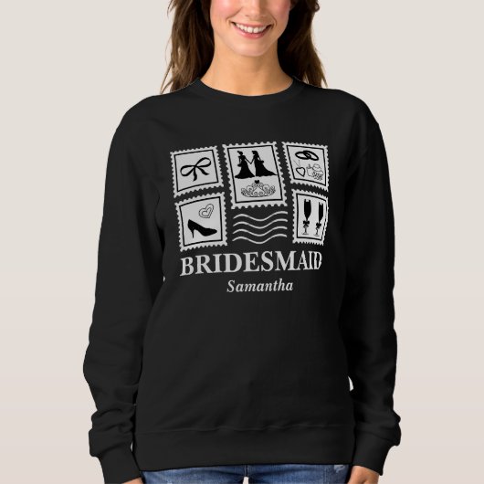 Personalisierte Bridesmaid-Briefmarke Collage Sweatshirt (Vorderseite)