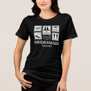 Personalisierte Bridesmaid-Briefmarke Collage Tri-Blend Shirt