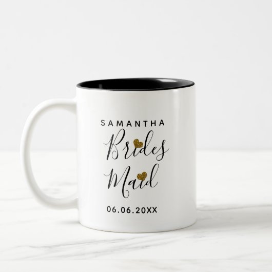 Personalisierte Bridesmaid Gastgeschenk Hochzeit Zweifarbige Tasse (Links)