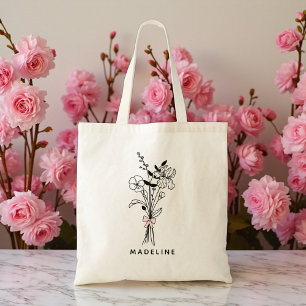 Personalisierte Bridesmaid Geschenk Floral Pink Bo Tragetasche