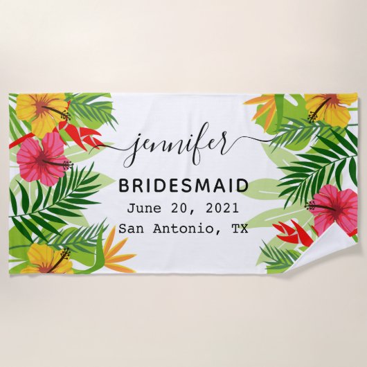 Personalisierte Bridesmaid-Geschenke, Bachelorette Strandtuch (Vorderseite)