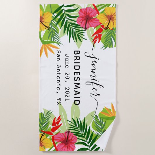 Personalisierte Bridesmaid-Geschenke, Bachelorette Strandtuch (Vorderseite)