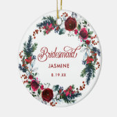 Personalisierte Bridesmaid Gift Holiday Floral Wre Keramik Ornament (Links)
