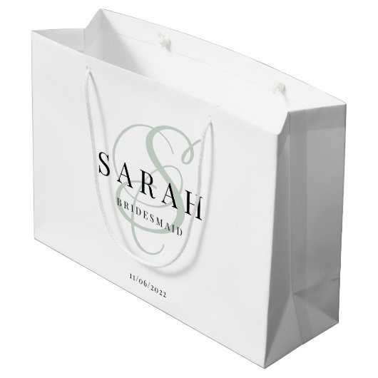 Personalisierte Bridesmaid Große Geschenktüte (Rückseite Schrägansicht)