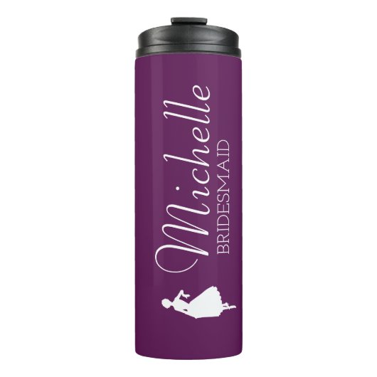 Personalisierte Bridesmaid in Rosa Thermosbecher (Vorderseite)