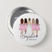 Personalisierte Bridesmaid-Individuelle Name-Gesch Button (Vorne & Hinten)