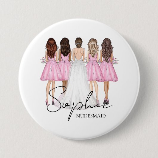 Personalisierte Bridesmaid-Individuelle Name-Gesch Button (Vorderseite)