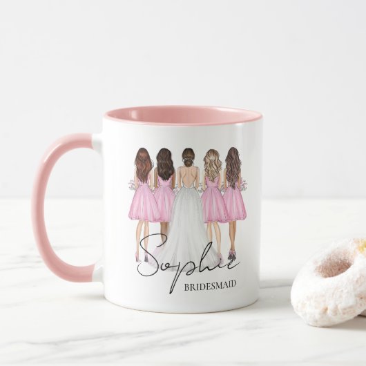 Personalisierte Bridesmaid-Individuelle Name-Gesch Tasse (Mit Donut)