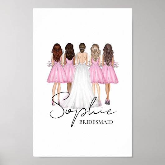 Personalisierte Bridesmaid Individuelle Name Mauer Poster (Vorne)