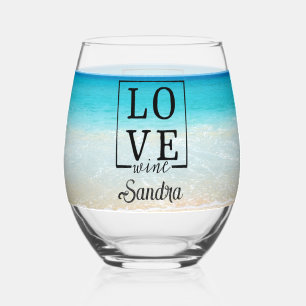 Personalisierte Bridesmaid-Liebe Tropical Beach Weinglas Ohne Stiel