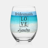 Personalisierte Bridesmaid-Liebe Tropical Beach Weinglas Ohne Stiel (Vorderseite)