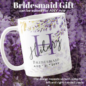 Personalisierte Bridesmaid Lila WISTERIA Monogramm Kaffeetasse
