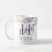 Personalisierte Bridesmaid Lila WISTERIA Monogramm Kaffeetasse (Links)