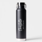 Personalisierte Bridesmaid Name Script Black Weddi Trinkflasche (Vorne)