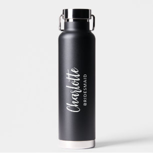 Personalisierte Bridesmaid Name Script Black Weddi Trinkflasche