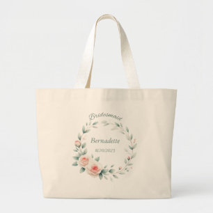 Personalisierte Bridesmaid Pink Rose Toe Tasche