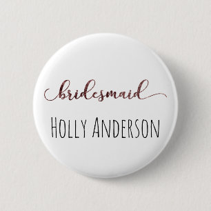 Personalisierte Bridesmaid Rose Gold Glitzer 1 Button