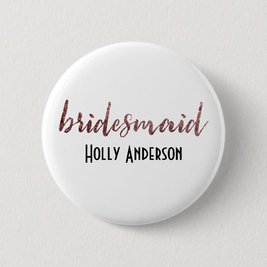 Personalisierte Bridesmaid Rose Gold Glitzer 2 Button (Vorderseite)