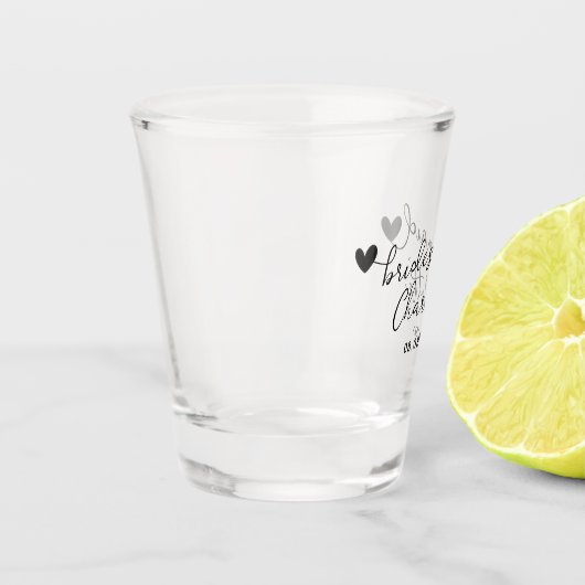 Personalisierte Bridesmaid-Skriptname Datum Gesche Schnapsglas (Links)