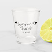 Personalisierte Bridesmaid-Skriptname Datum Gesche Schnapsglas (Vorderseite)